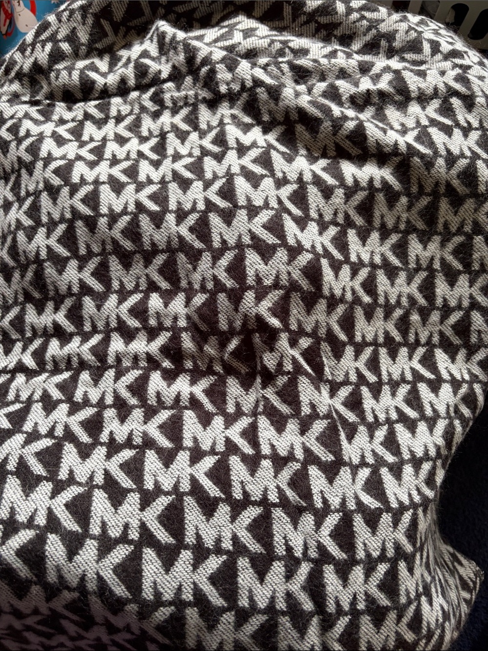 Michael Kors Black & White MK Logo Jacquard Wrap